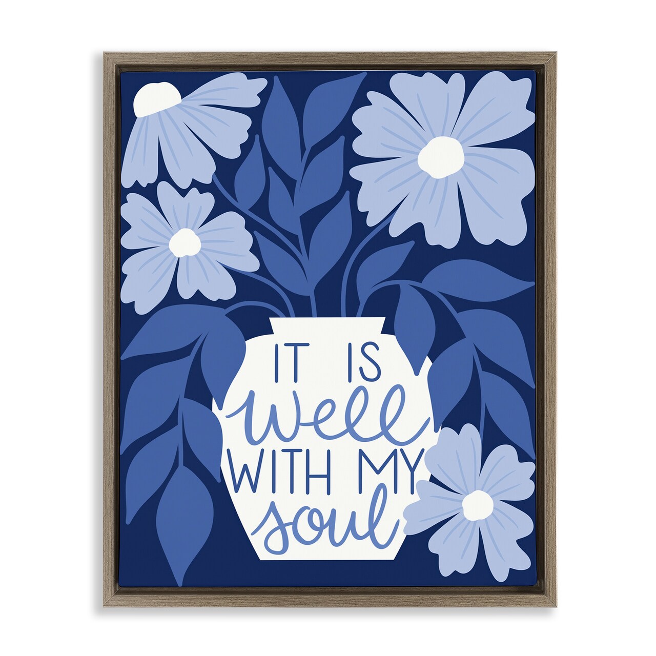 Stupell Industries Well With My Soul Florals Framed Floater Canvas Wall Art Design by Taylor Shannon Designs